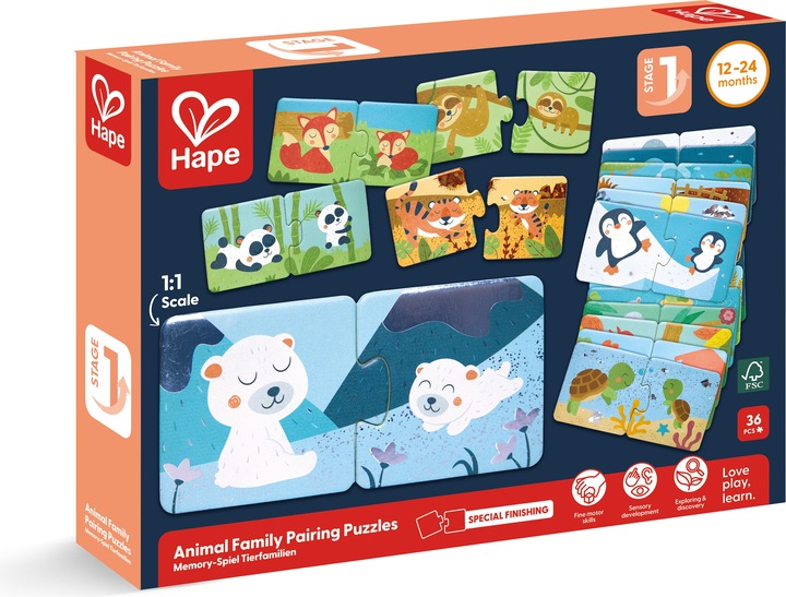 Actual product image Hape Duo Logic Puzzle - Animals Mum and Baby