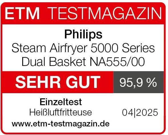 Produktbild Philips Steam Airfryer Dual Basket NA555/00