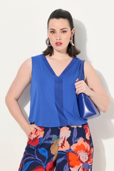 Produktbild Ulla Popken Top, Strickblende, A-Linie, V-Ausschnitt, ärmellos (50, 52)