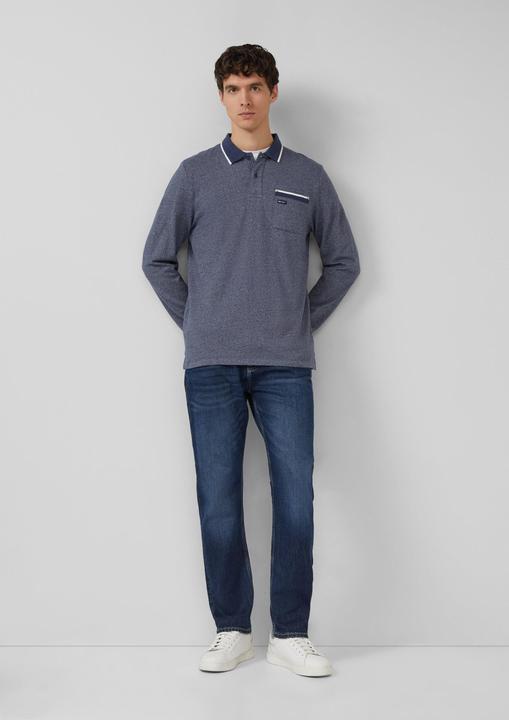Produktbild s.Oliver Polo-Shirt Langarm-Polo mit Bündchen in Melange-Optik (M)