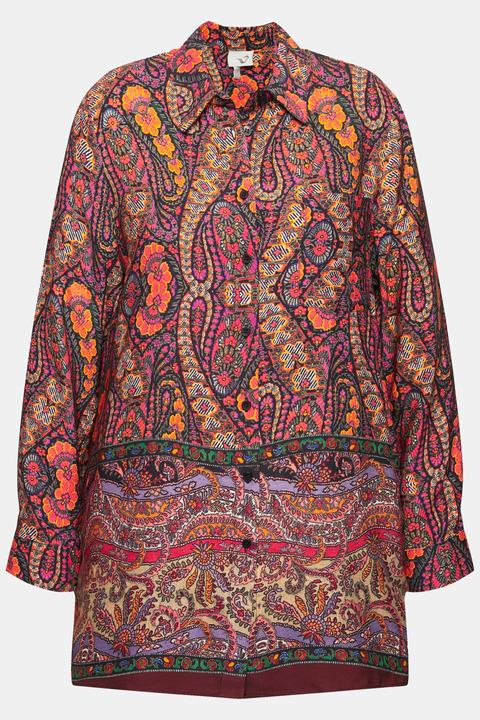 Actual product image Ulla Popken Mixed Print Button-Down Blouse (62)