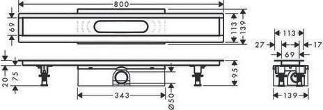 Actual product image hansgrohe Complete set uBox universal, for shower channels prefabricated sets, standard 800mm (800 mm)