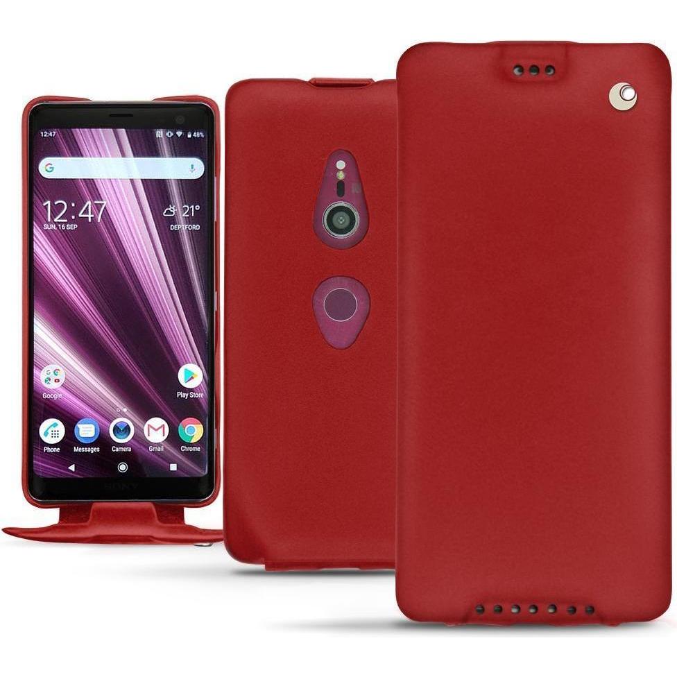 Noreve Lederschutzhülle vertikal (Sony Xperia XZ3), Smartphone Hülle, Rot