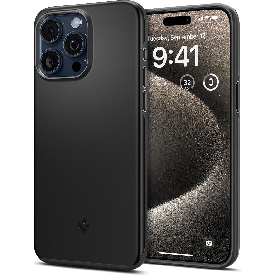 Spigen Thin Fit (Apple iPhone 15 Pro Max), Smartphone Hülle, Schwarz