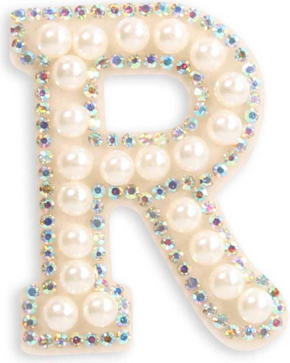 Actual product image PhoneLook Autocollant sticker pour téléphone/tablette/ordinateur brodé en 3D pearls blanc Lettre R
