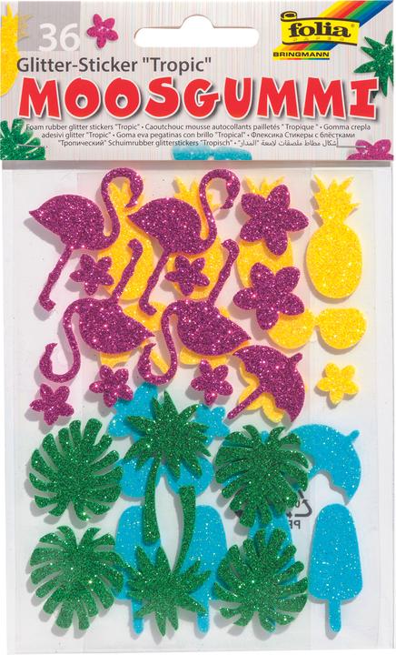 Produktbild Folia Moosgummi Glitter-Sticker Tropic 36-tlg. (36 Sticker)