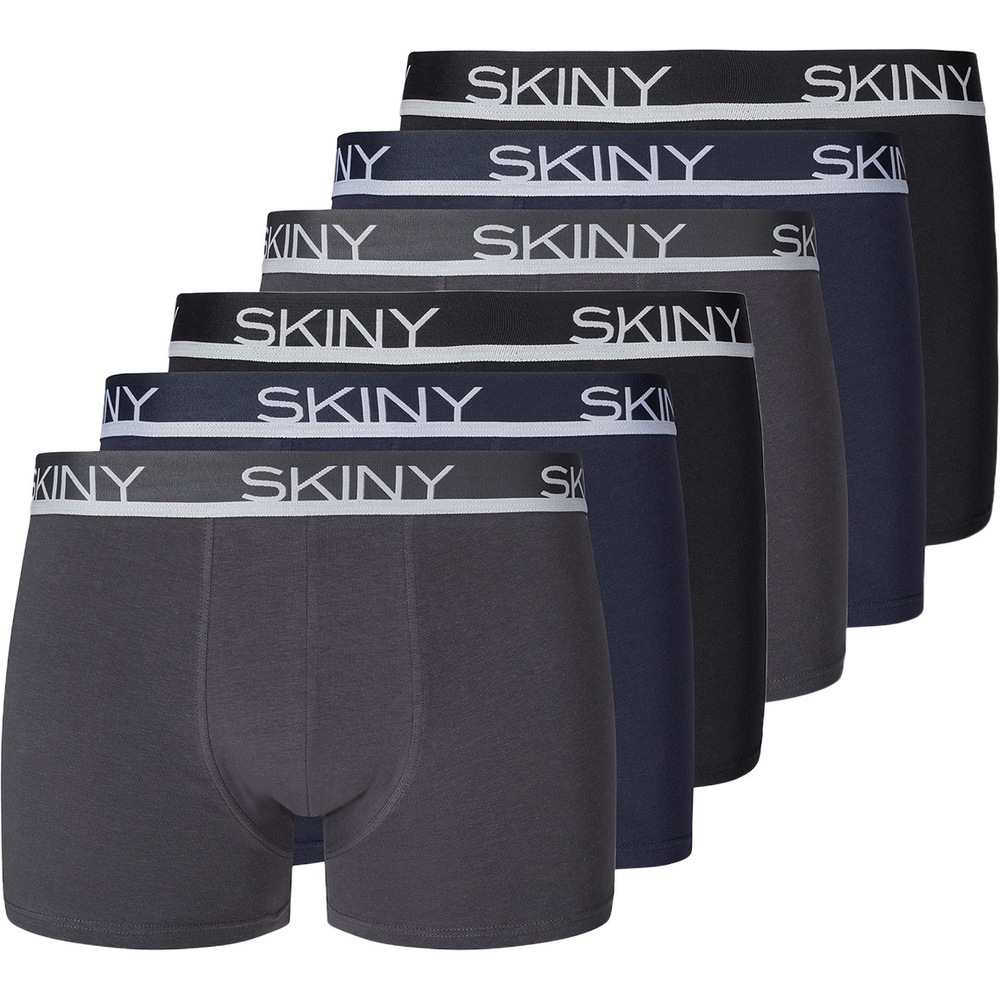 Skiny, Herren, Unterhosen, 6er Pack Cotton Retro Short / Pant, Grau, (L, 6er Pack)