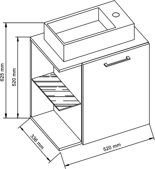 Produktbild VCM 2-tlg Badmöbel Set Gäste WC Gästebad Waschplatz Waschtisch klein schmal Hausa