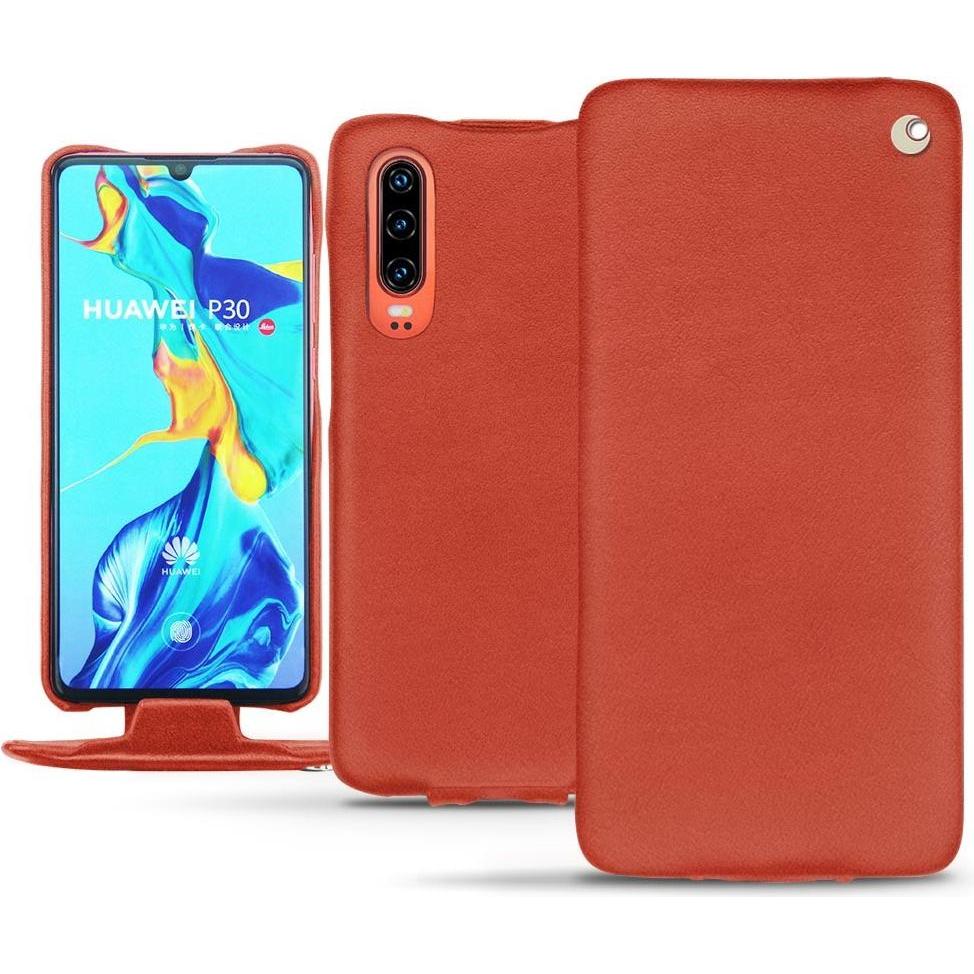 Noreve Lederschutzhülle vertikal (Huawei P30), Smartphone Hülle, Orange