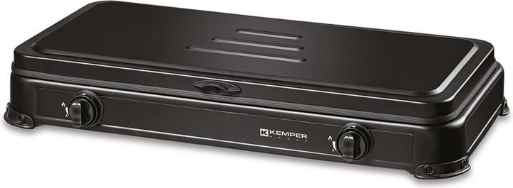 Actual product image Kemper 2-burner enamelled butane/propane gas cooker, black, 570 x 300 x 65 mm