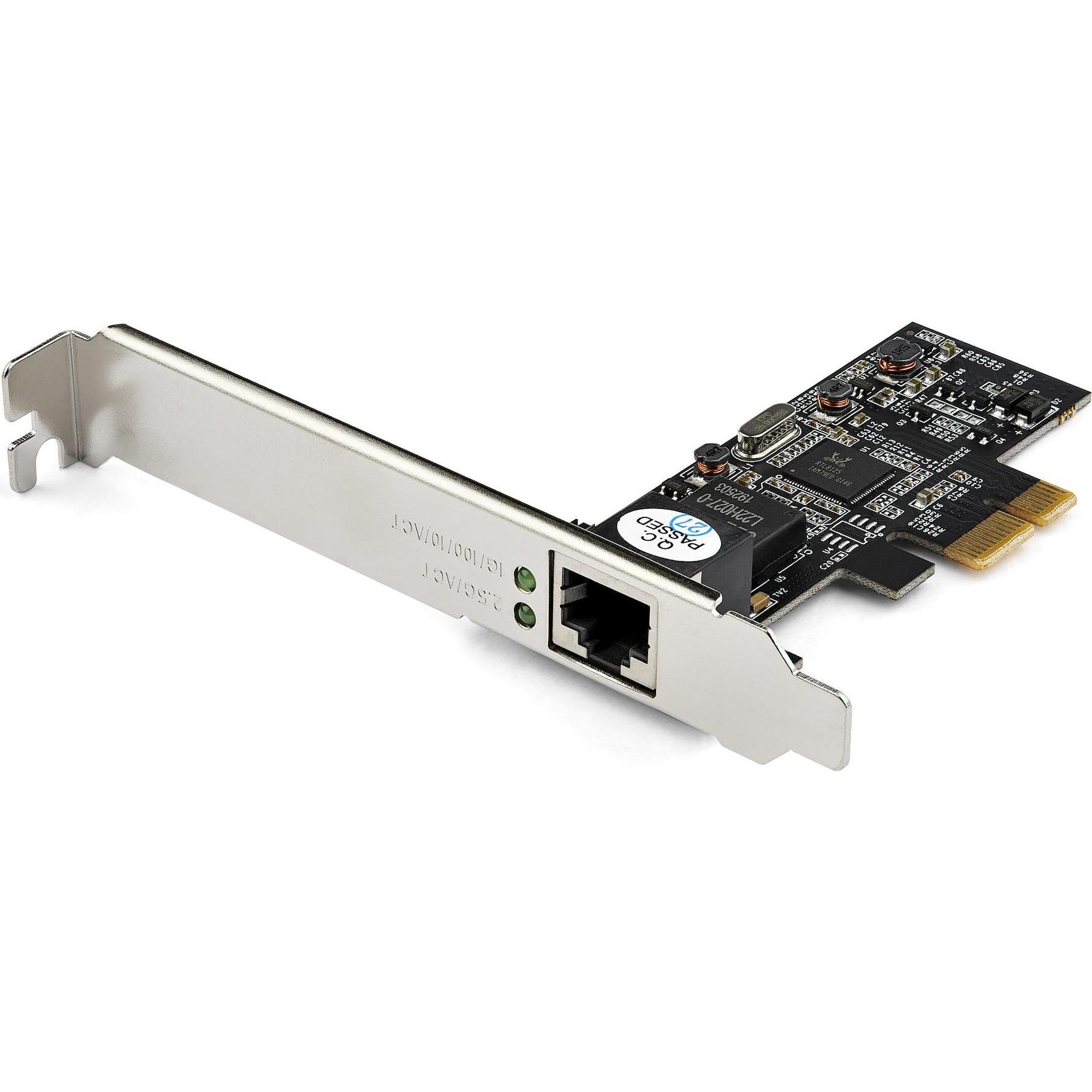 StarTech .com ST2GPEX Scheda di rete PCI Express (1 porta, 2.5Gbps 2.5GBASE-T, scheda adattatore LAN PCIe) (RJ45, Ethernet), Scheda di rete, Nero
