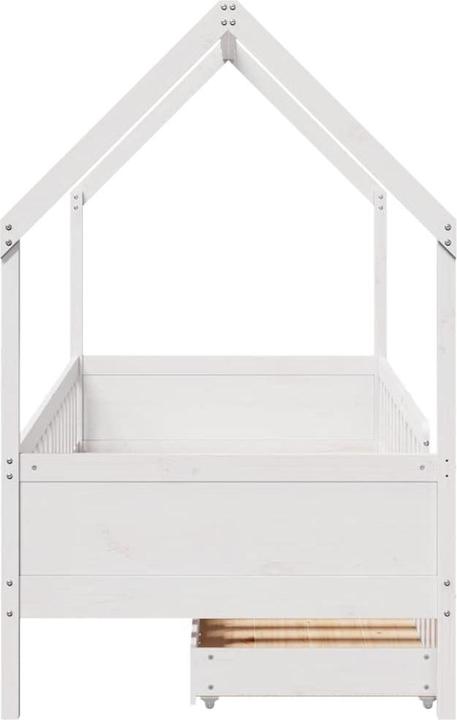 Produktbild vidaXL Kinderbett Hausbett Holzbett mit Schubladen 80x160cm Massivholz Kiefer (80 x 160 cm)