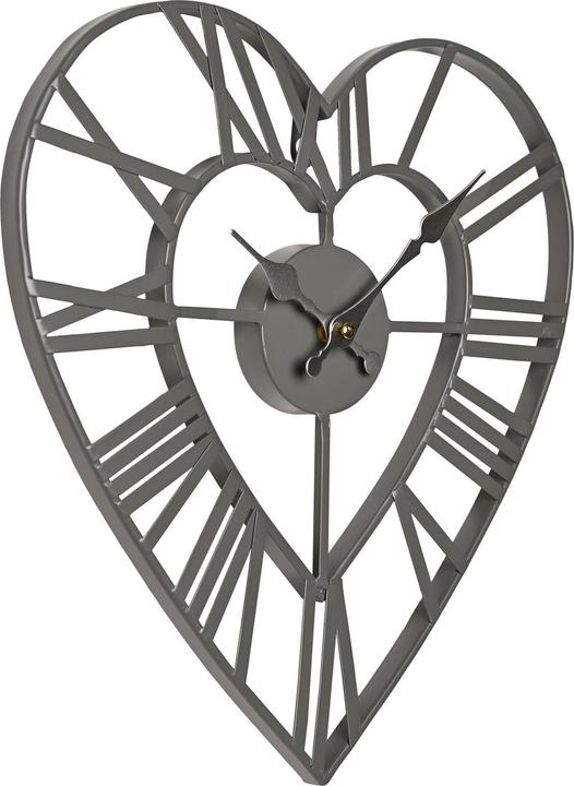 Actual product image Hestia Metal Heart Grey Wall Clock
