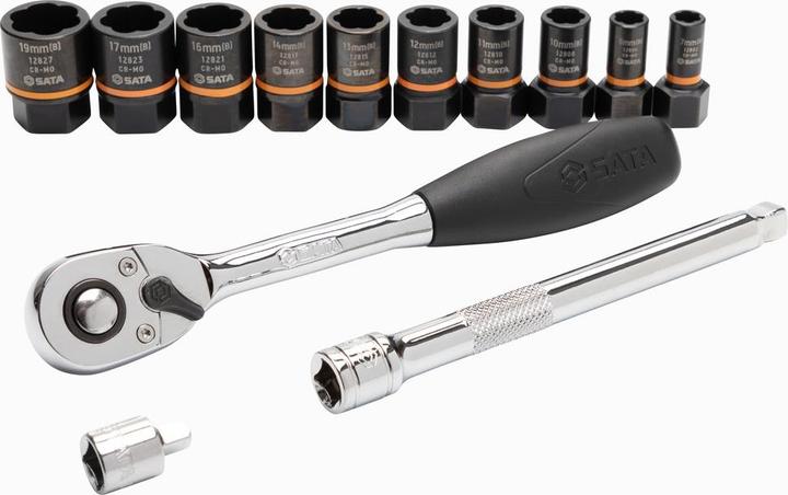 Actual product image SATA BoltBiter screw extractor set, 13 pieces, 1/4 and 3/8 " (19 mm, 12 mm, 14 mm, 16 mm, 10 mm, 18 mm, 7 mm, 17 mm, 11 mm, 15 mm, 8 mm, 9 mm, 13 mm)