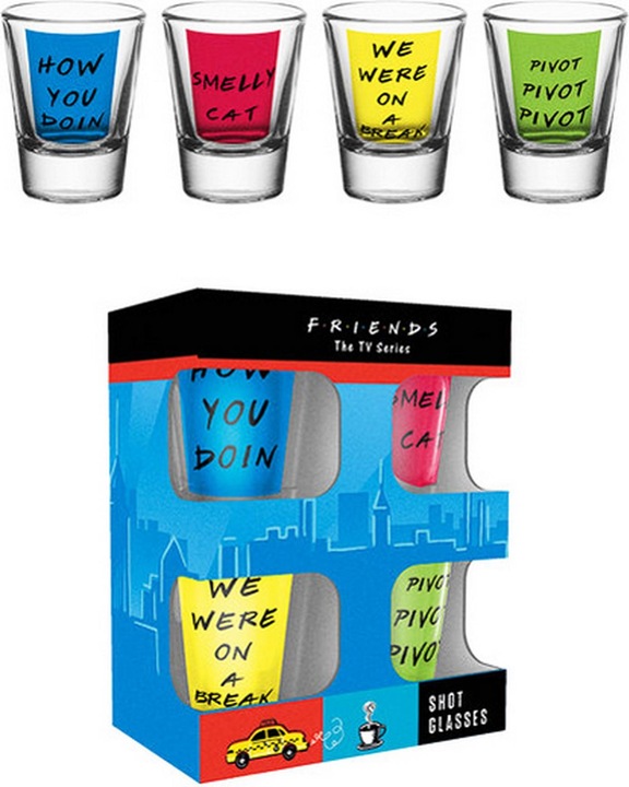 Produktbild Friends Official Schnapsgläser Mit Typischen Sprüchen 4Erpack (4 x, Schnapsgläser + Shotgläser)