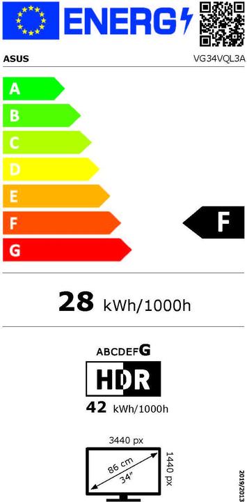 Energy Label ASUS TUF Gaming VG34VQL3A (3440 x 1440 pixels, 34")
