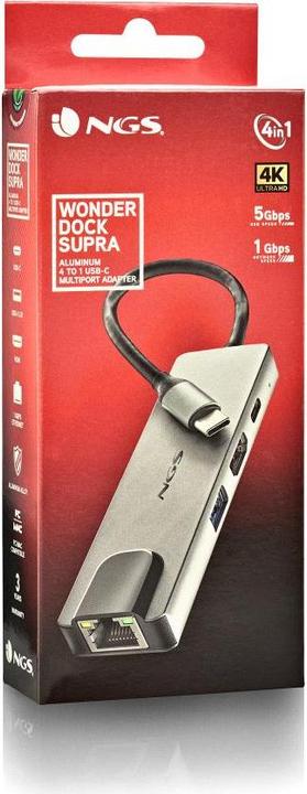 Actual product image NGS Station D'Accueil Portable USB-C 3.0 Wonder Dock Supra (Gris) (USB-C, 4 ports)