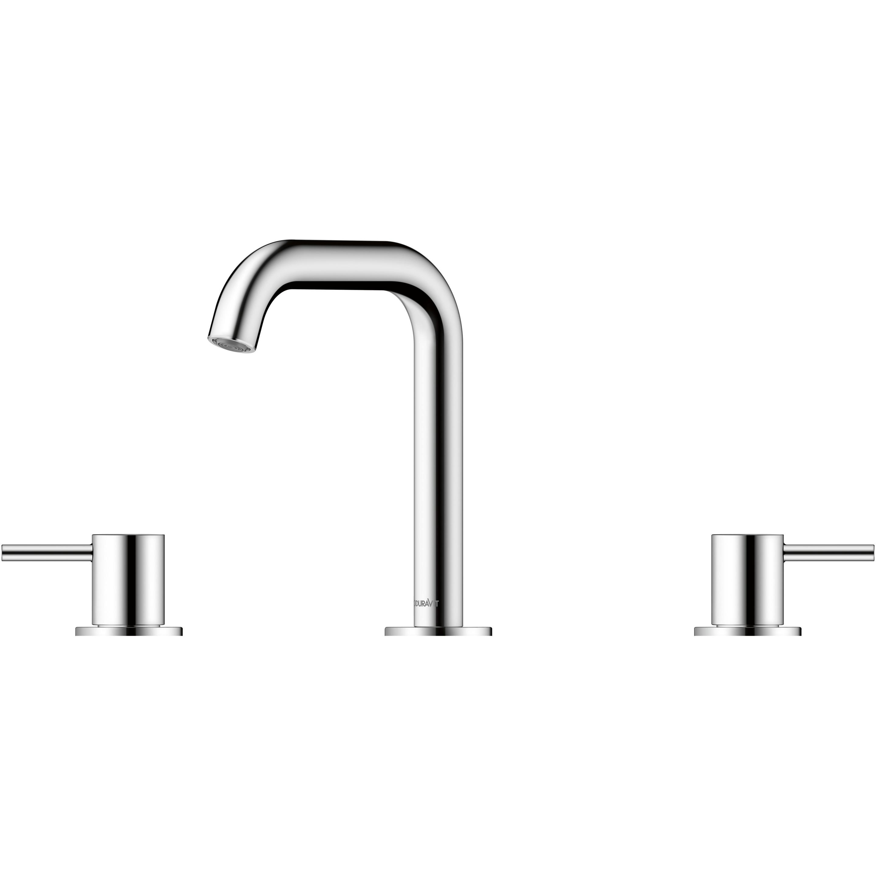 Thumbnail - Duravit, Badarmatur, Circle 3-Loch Waschtischarmatur, Ausladung 140 mm, mit Ablaufgarnitur, Chrom, CE1060005010