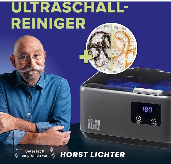 Actual product image LichterBlitz Lichterblitz Ultraschallreiniger 50 W, Grau/Schwarz (45 kHz, 0.60 l)
