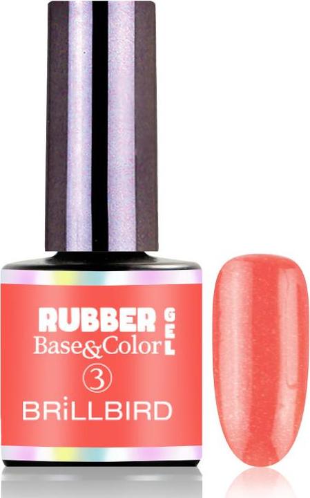 BrillBird Rubber Gel Base&Coral #3 White Shine 8ml (Gel-Effect Nail Polish)