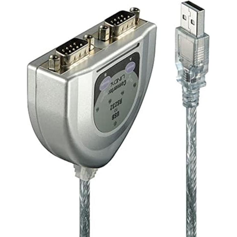 Lindy USB RS232 Konverter 2 Port. Liefert zwei RS232-Ports mit 9poligem Stecker, FTDI-Chip (0.60 m) (42889)