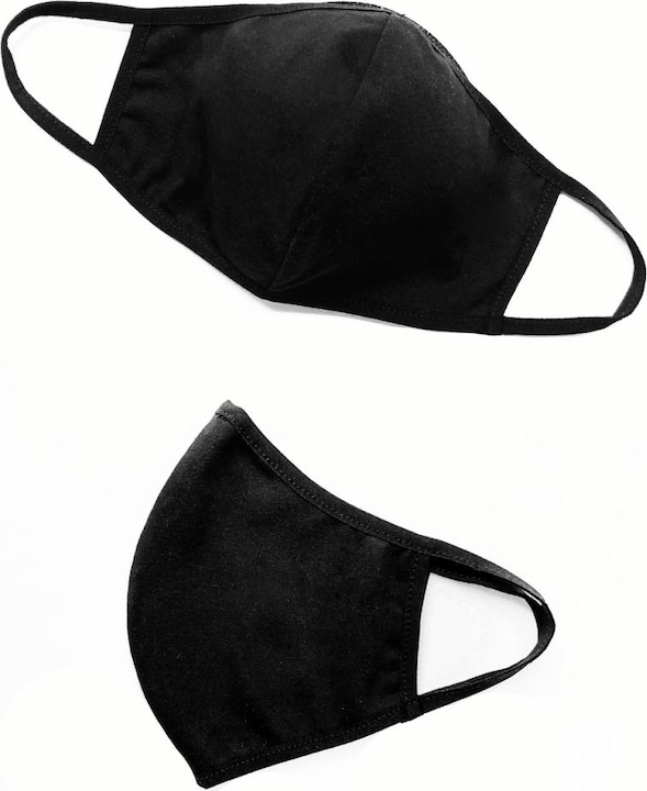 Actual product image Demoniq Cotton mask, 2-ply, ear straps, cup shape, black - STANDARD 100 by OEKO-TEX