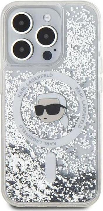 Image du produit Karl Lagerfeld KLHMP15LLGKISGH iPhone 15 Pro 6.1" hardcase transparent Liquid Glitter Karl Head Mags (Apple iPhone 15 Pro)