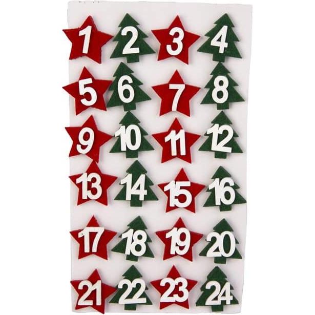 MICA Living Adventskalendersticker Zahlen - rot/grün/weiss - ca. 3 cm - 24 Stück