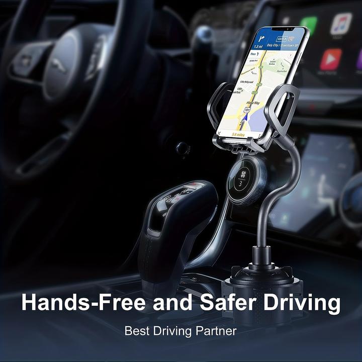 Produktbild PhoneLook Unversal Smartphone Halterung handsfree für im Auto für Getränkehalter flexibler Arm