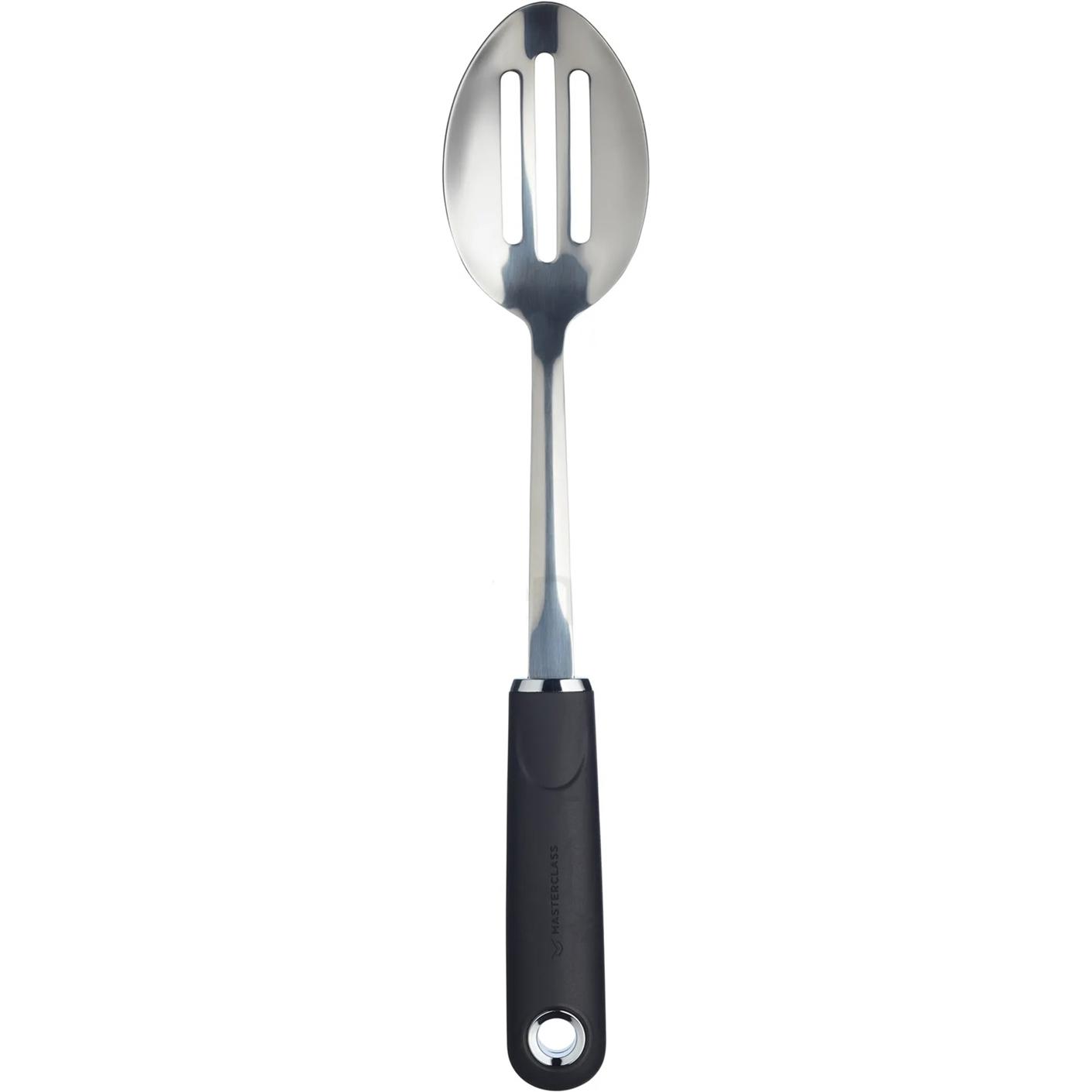 neuetischkultur Schlitz-Servierlöffel, Edelstahl mit Soft-Touch, Servierbesteck, Schwarz, Silber