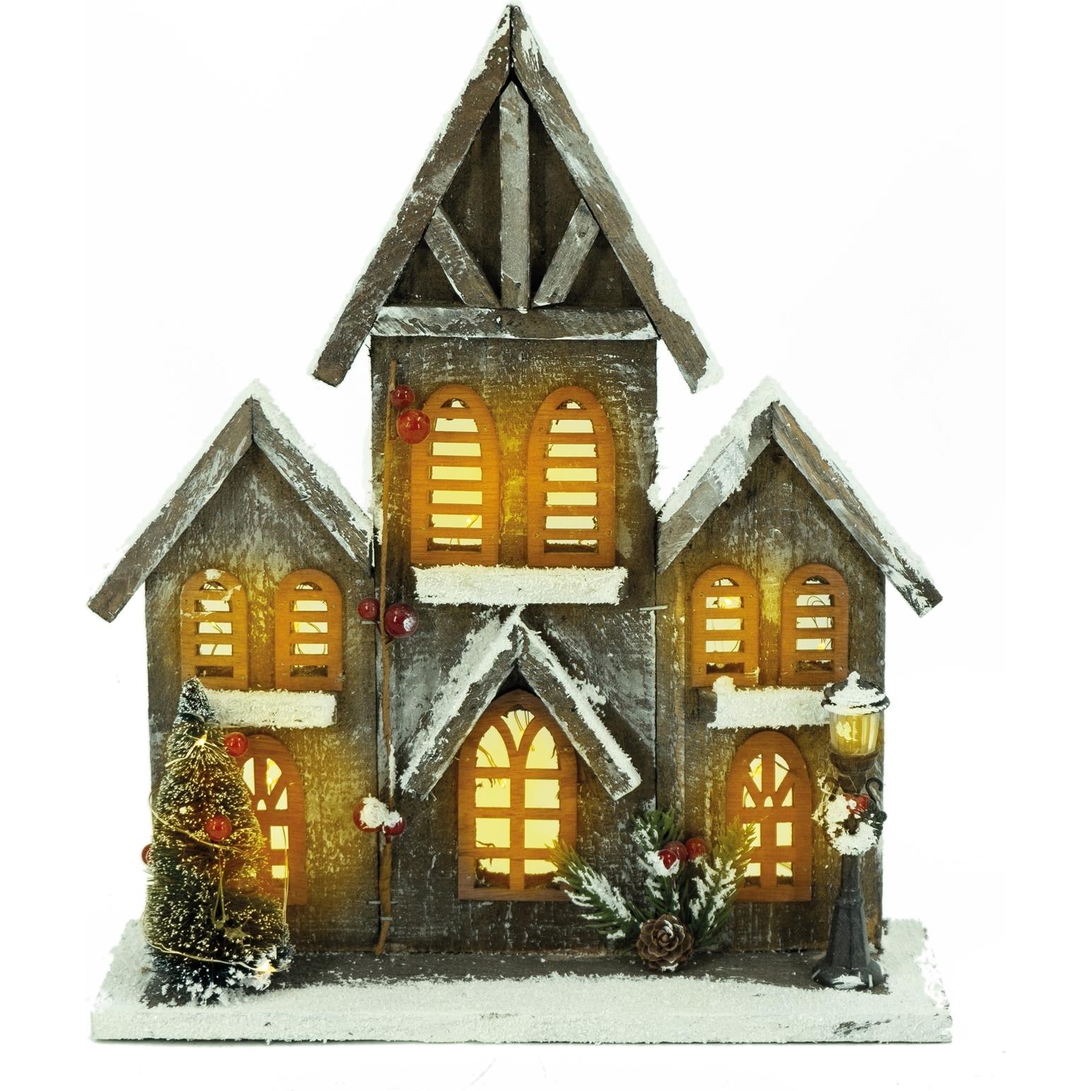 HTI-Living, Weihnachtsbeleuchtung, Kirche aus Holz