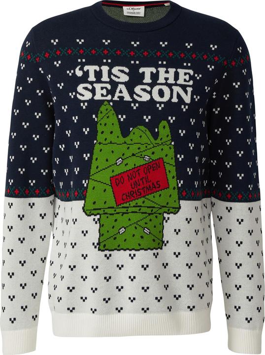 Produktbild s.Oliver Strickpullover Weihnachtspullover aus reiner Baumwolle mit Peanuts®-Motiv (M)