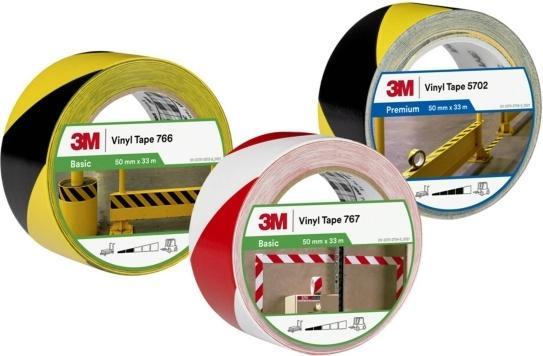 Produktbild 3M 766I MarkierungsbandSchwarzes und gelbes Vinylband0,12mmx50mmx33m (50 mm)