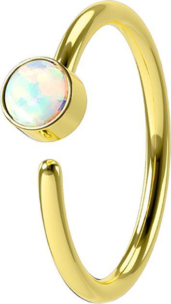 Produktbild Star Piercing Micro Piercing Ring vergoldet mit Opal weiss (Chirurgenstahl 316L)