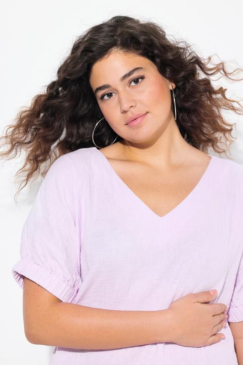 Immagine prodotto Ulla Popken Maglia in mussola dal taglio oversize con scollo a V e mezze maniche (54)