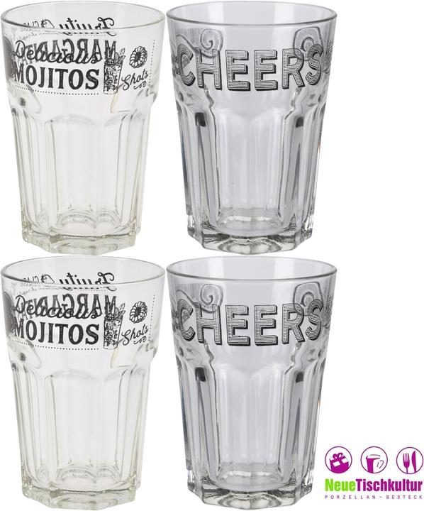 Image du produit neuetischkultur Verres rétro 4 pièces avec 6x dessous de verre (0.36 l, 10 x)
