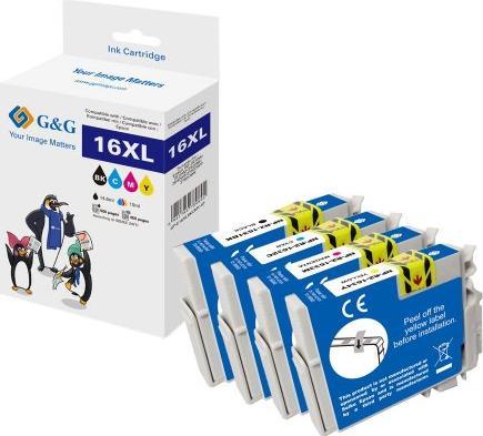 Actual product image G&G Combi pack compatible Epson 16XL/T1636, 1x each black, cyan, magenta, yellow (C, FC, M, Y)