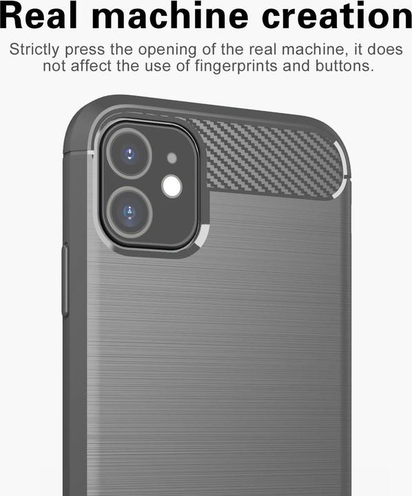Actual product image Cadorabo TPU Ultra Slim carbon stainless steel Combi Cover (Apple iPhone 11)