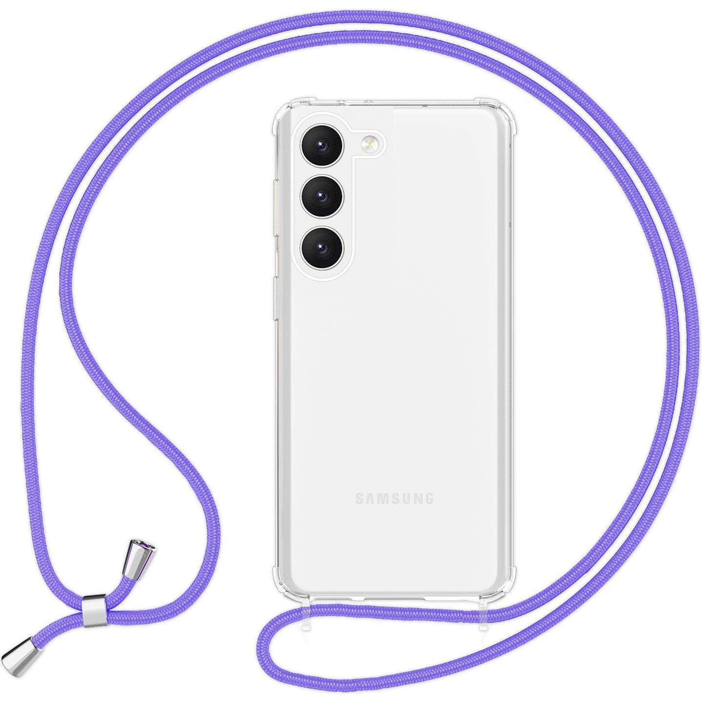 Nalia Klare Hybrid Hülle mit Kette zum Umhängen, Handykette, Violett