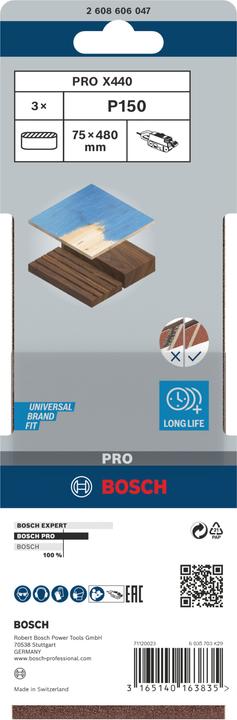 Produktbild Bosch Professional Zubehör PRO X440 Schleifband, 75 x 480 mm, G150 (150)