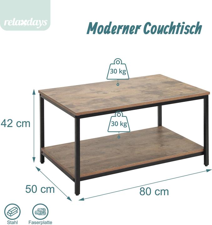 Produktbild Relaxdays Couchtisch (50 x 80 x 42 cm)