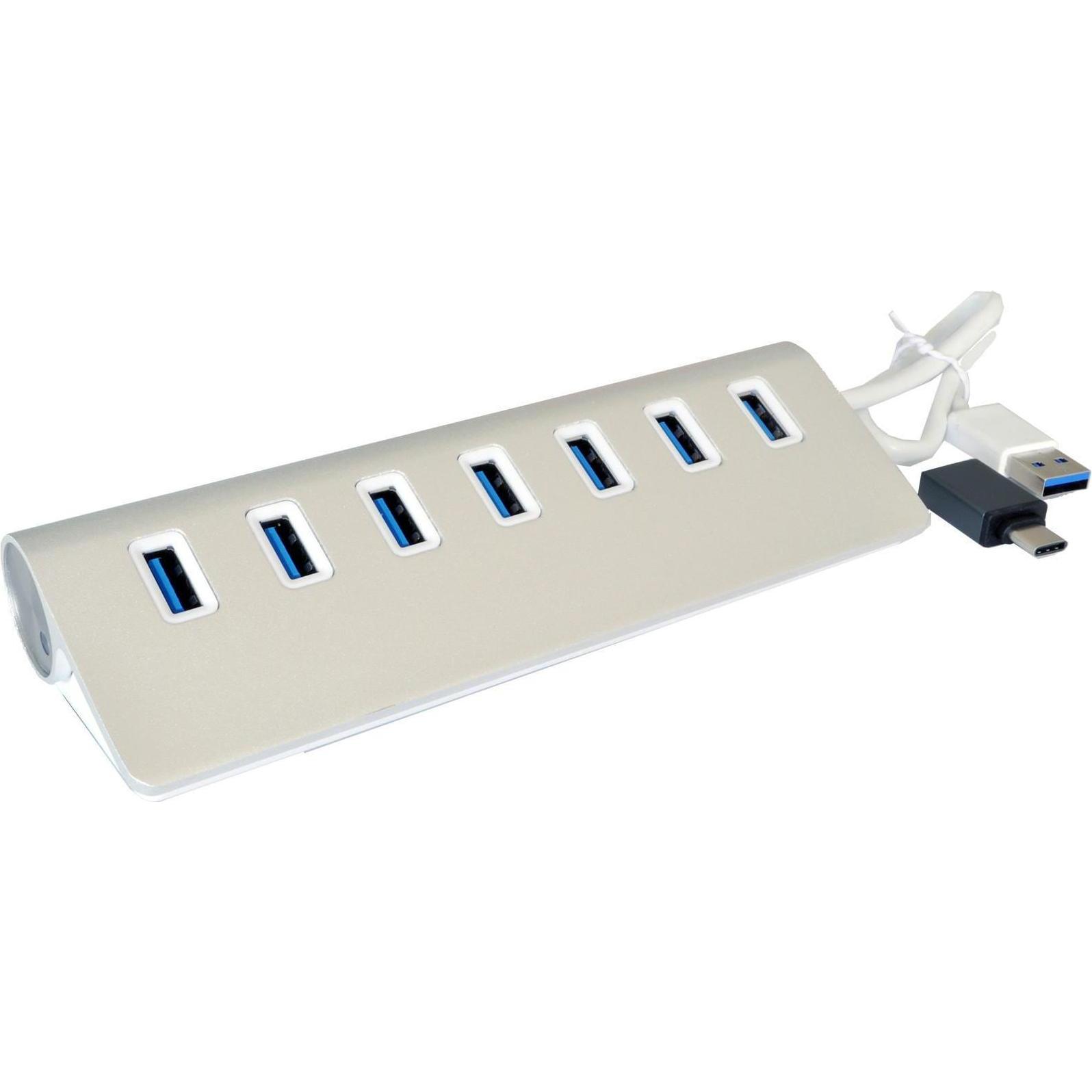 Exsys Ex-1137 (USB-A, 7 Ports), Dockingstation + USB Hub, Silber