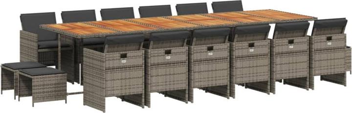 Produktbild vidaXL Gartenmöbel Essgruppe Gartengarnitur Sitzgruppe 17tlg. Grau Poly Rattan (330 cm)