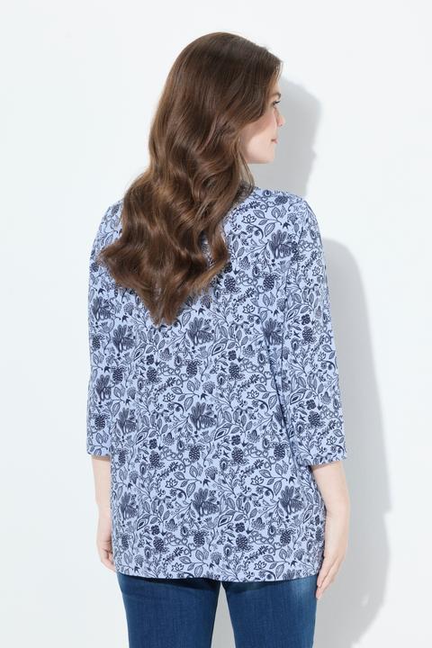 Produktbild Ulla Popken Shirt, Blüten, A-Linie, Rundhals, 3/4-Arm (42, 44)