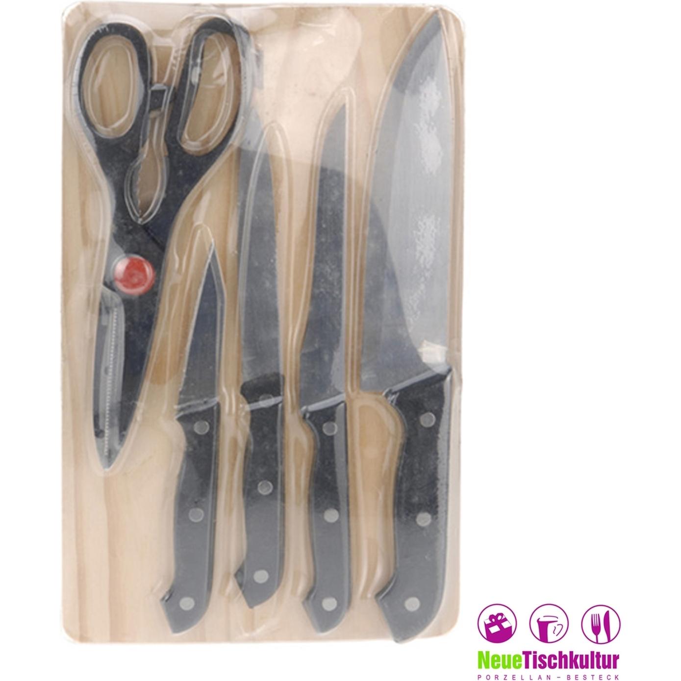 Thumbnail - neuetischkultur Messerset mit Schere und Brett, Küchenmesser, Silber