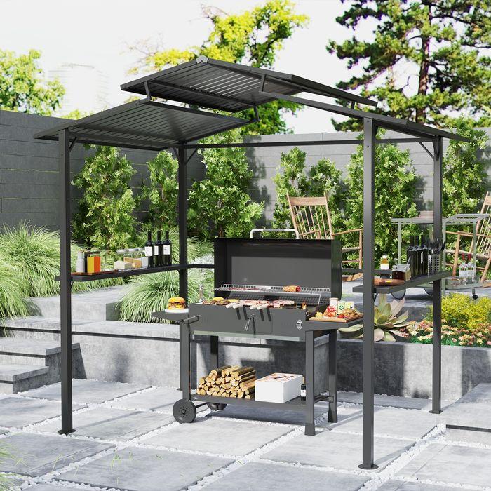 Actual product image Swisshandel24 Grillpavillon 250x160x250 cm wasserdicht Doppelschichtdach, Schwarz (250 cm, 160 cm)