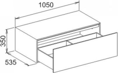Produktbild Keuco Edition 11 Sideboard 31324, 1 Frontauszug, mit LED-Innenbeleuchtung, 1050 x 350 x 535 mm (105 x 35 x 53.50 cm)