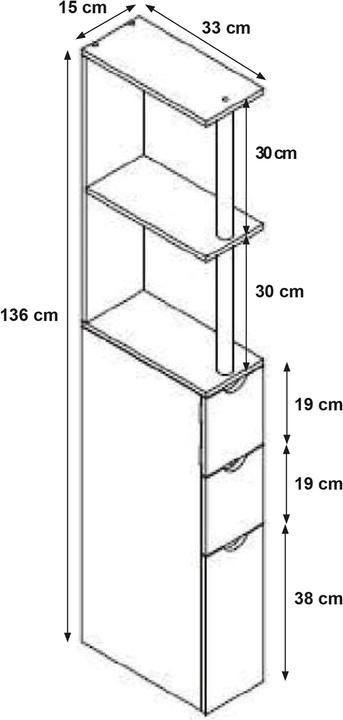 Image du produit HTI-Line Étagère en niche (15 x 33 x 136 cm)