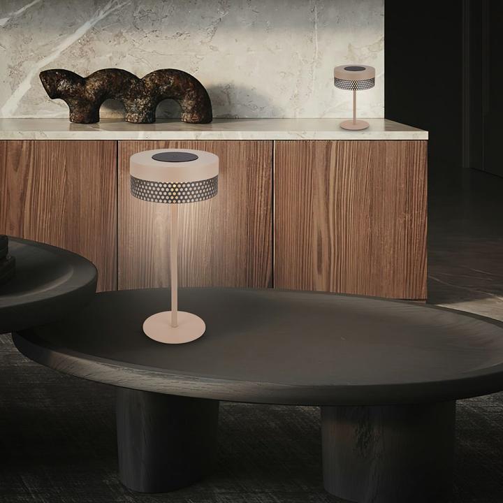 Image du produit Briloner Brilo unplugged BOOHA Akku Tischleuchte mit Lochblech - Beige, Anthrazit (300 lm)