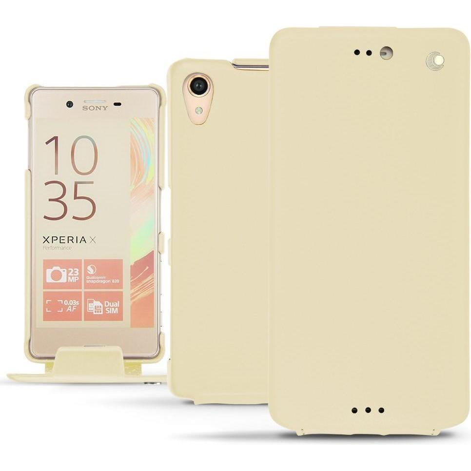 Noreve Lederschutzhülle vertikal (Sony Xperia X Performance), Smartphone Hülle, Beige
